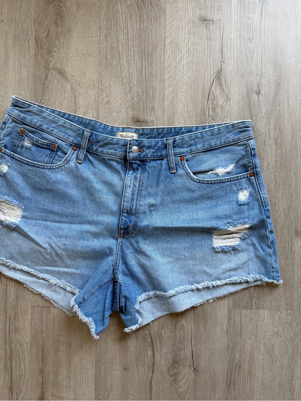 Madewell Relaxed Denim Shorts Distressed Frayed Hem 100% Cotton 20W Plus
